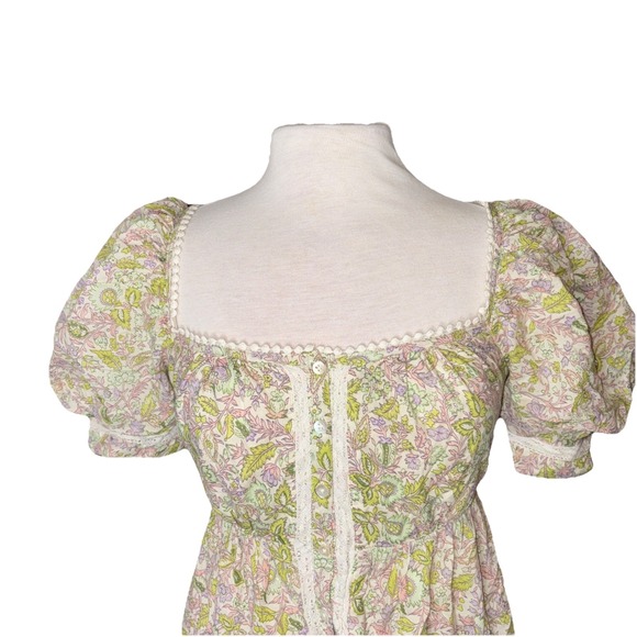 Anthropologie Love the Label Puff Sleeve Baby Doll Floral Dress Cottage Core S - Picture 3 of 10